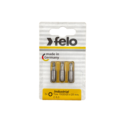 02693316 Биты TX15/TX20/TX25 25мм, серия Industrial, 3 шт в блистере Felo